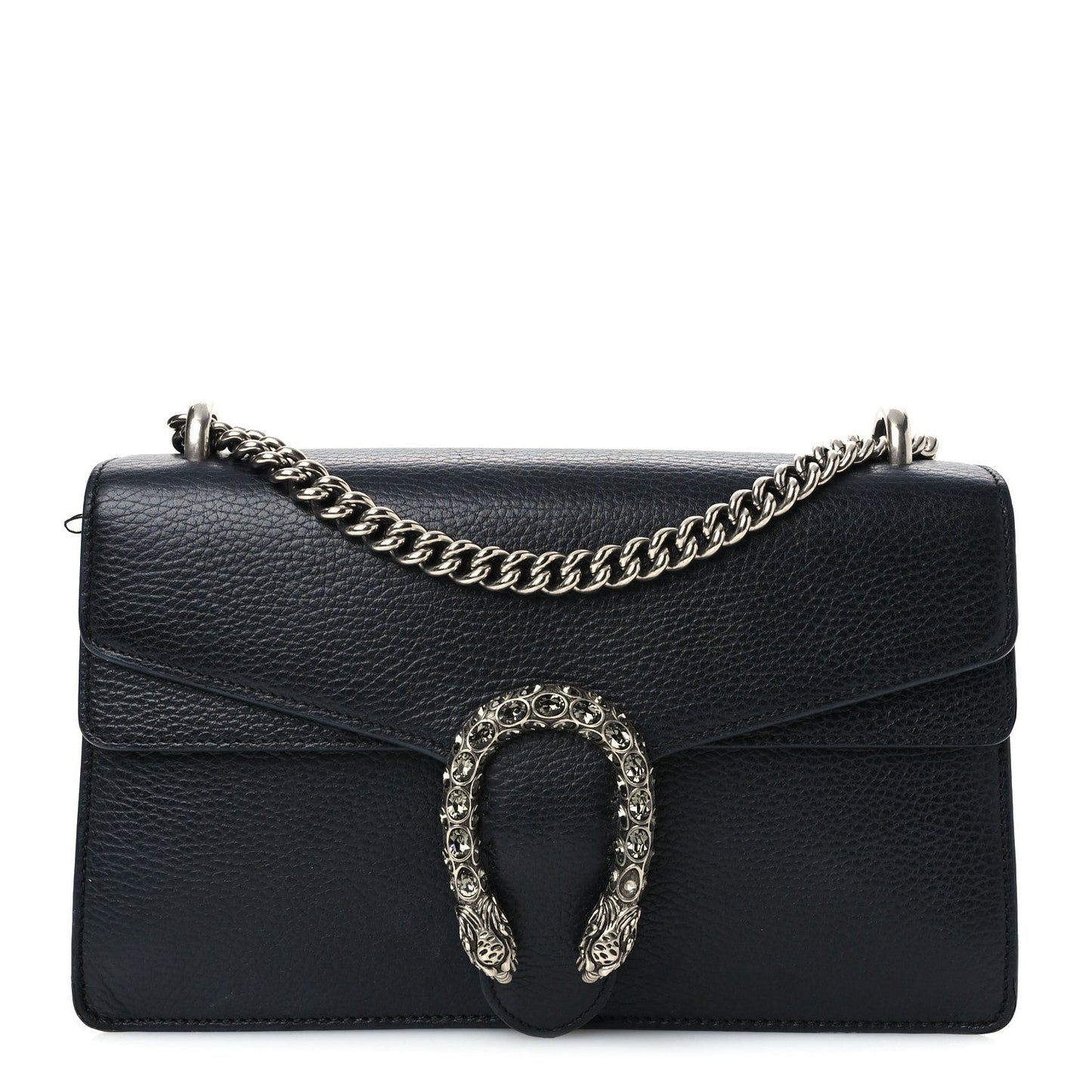Pebbled Calfskin Small Dionysus Shoulder Bag Black