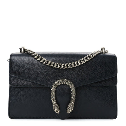 Pebbled Calfskin Small Dionysus Shoulder Bag Black