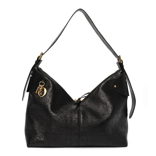 Crinkled Calfskin Macrocannage Large Voyage Bag Black