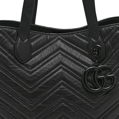 Soft Calfskin Matelasse Medium GG Marmont Tote Bag Black