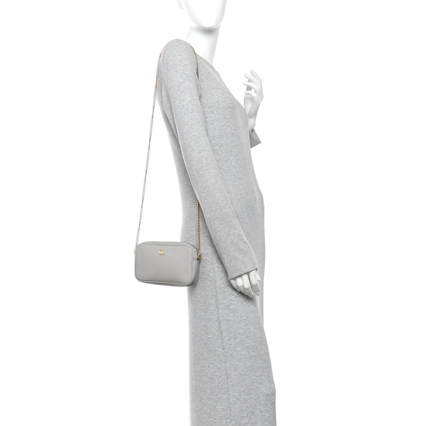 Dollar Calfskin Super Mini GG Marmont Chain Shoulder Bag Deep Grey