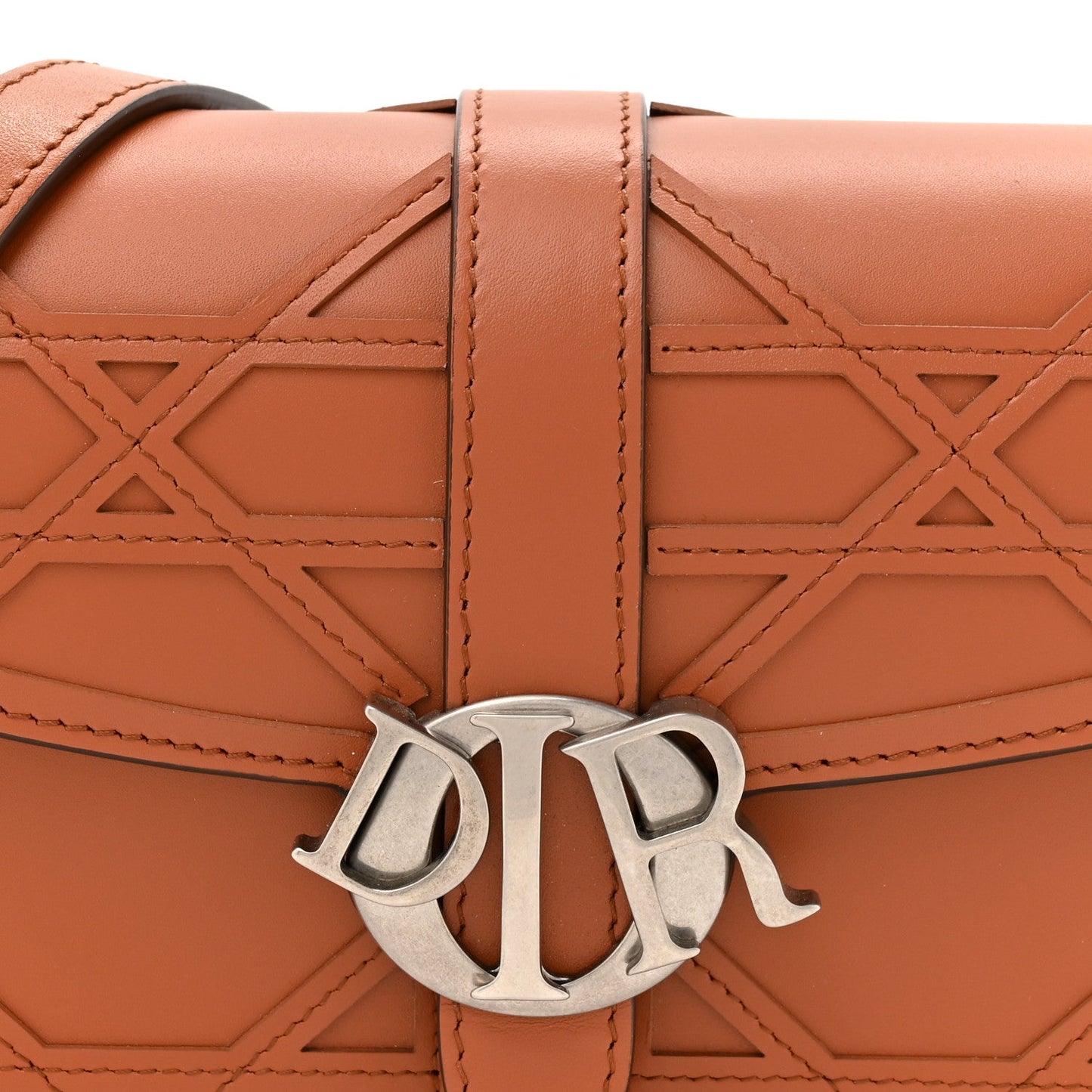 Calfskin Cosmo Laser Cut Cannage Mini Dior Charm Bag Cognac