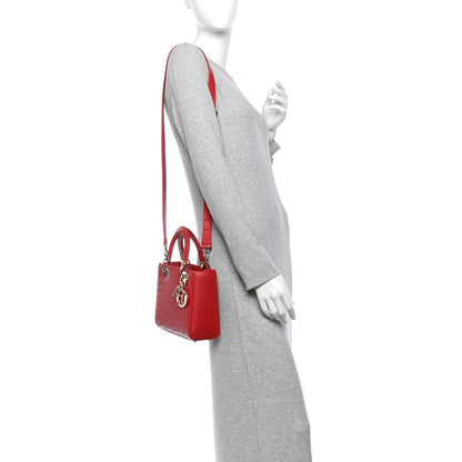 Ostrich Small Lady Dior Red