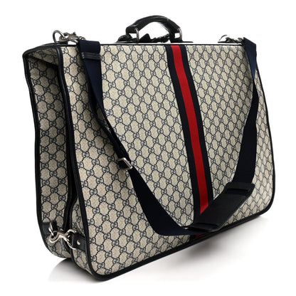 GG Supreme Monogram Web Savoy Garment Bag Beige Blue