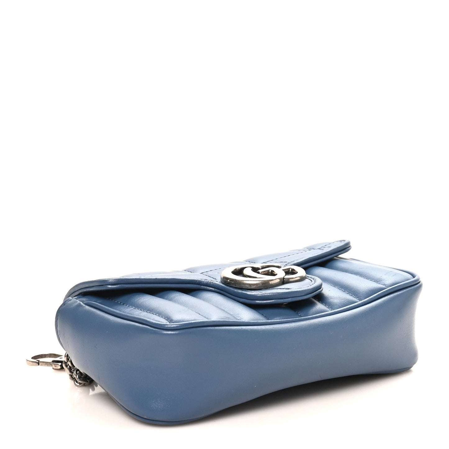 Calfskin Matelasse Aria Super Mini GG Marmont Shoulder Bag Clear Blue