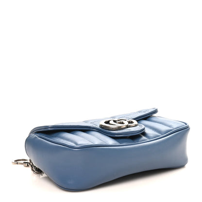 Calfskin Matelasse Aria Super Mini GG Marmont Shoulder Bag Clear Blue