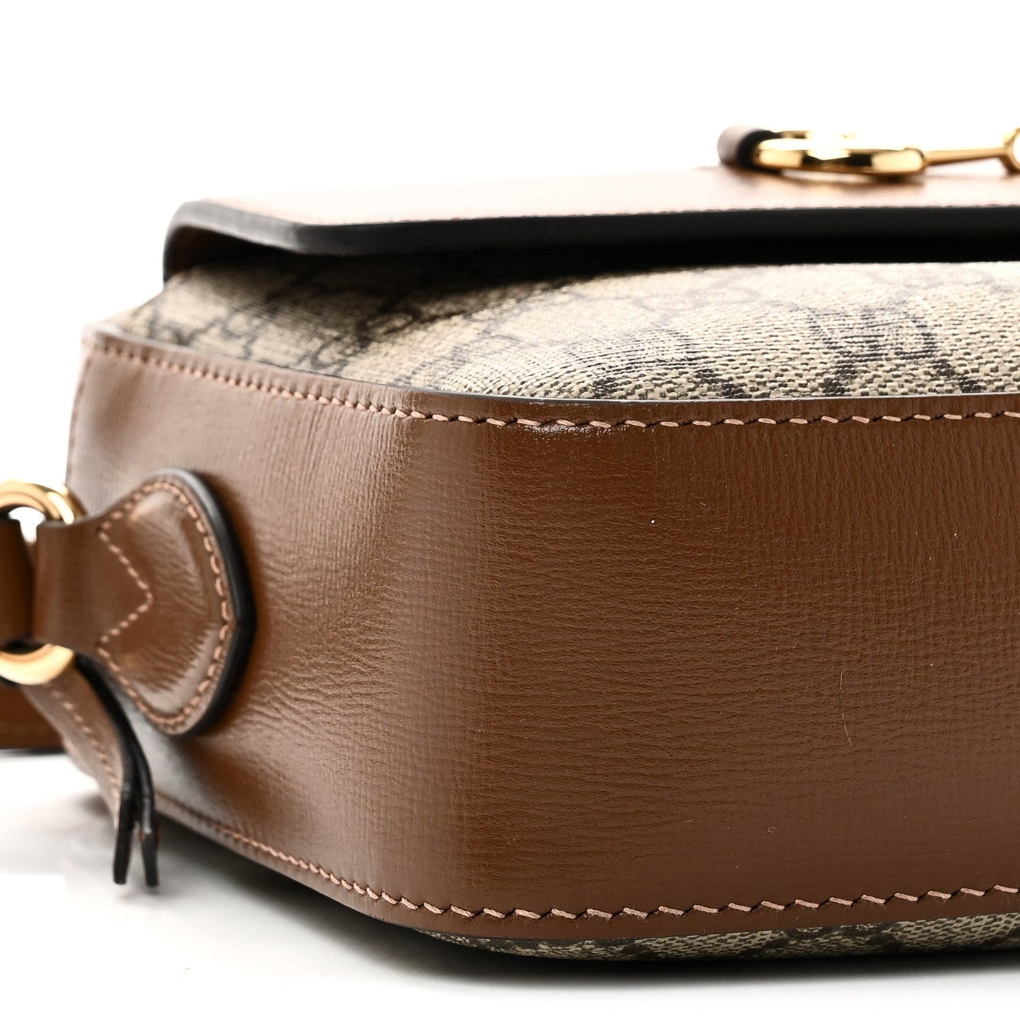 GG Supreme Monogram Small Horsebit 1955 Shoulder Bag Beige Brown Sugar