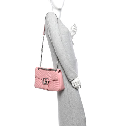 Calfskin Matelasse Medium GG Marmont Shoulder Bag Wild Rose
