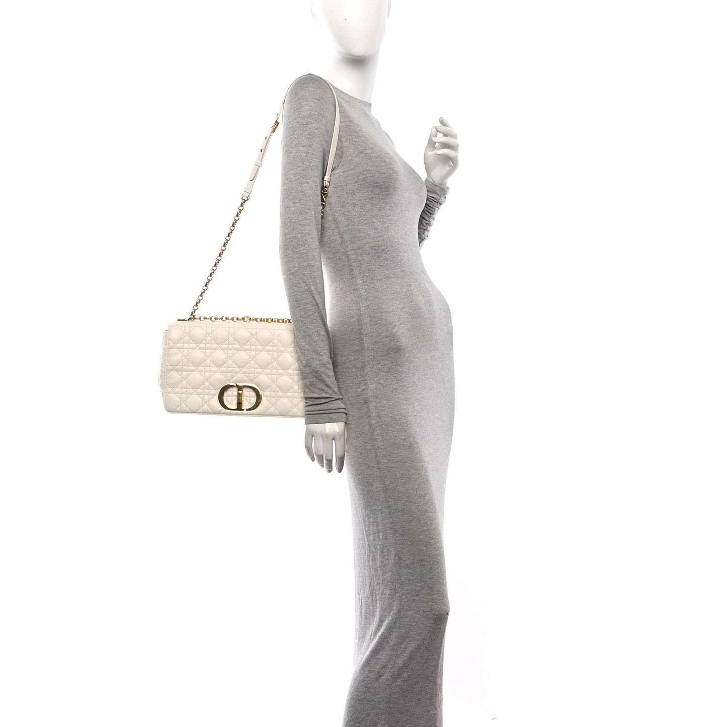 Grained Calfskin Cannage Large Caro Bag Latte