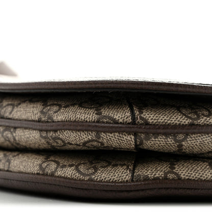 GG Supreme Monogram Textured Dollar Calfskin Web Medium Blondie Top Handle Shoulder Flap Bag Beige Ebony New Acero