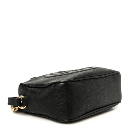 Pebbled Calfskin Small Soho Disco Bag Black