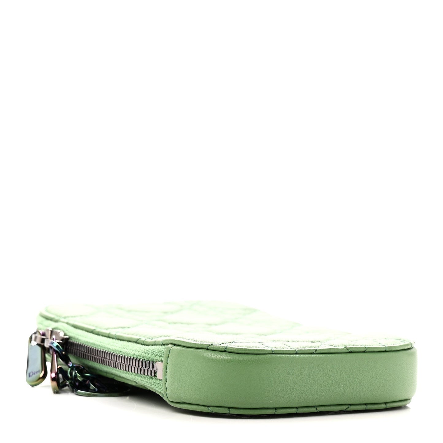 Lambskin Cannage Lady Dior Phone Holder Jade Green