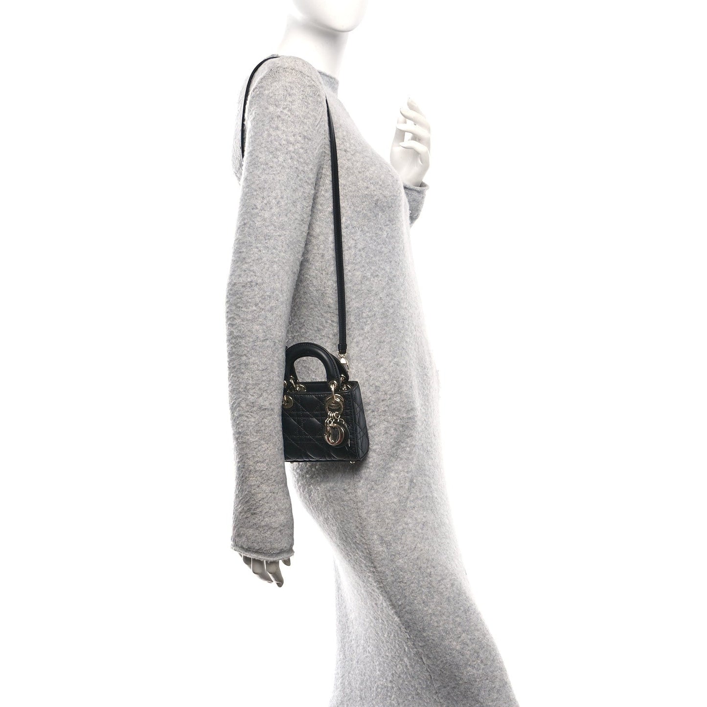 Lambskin Cannage Micro Lady Dior Black