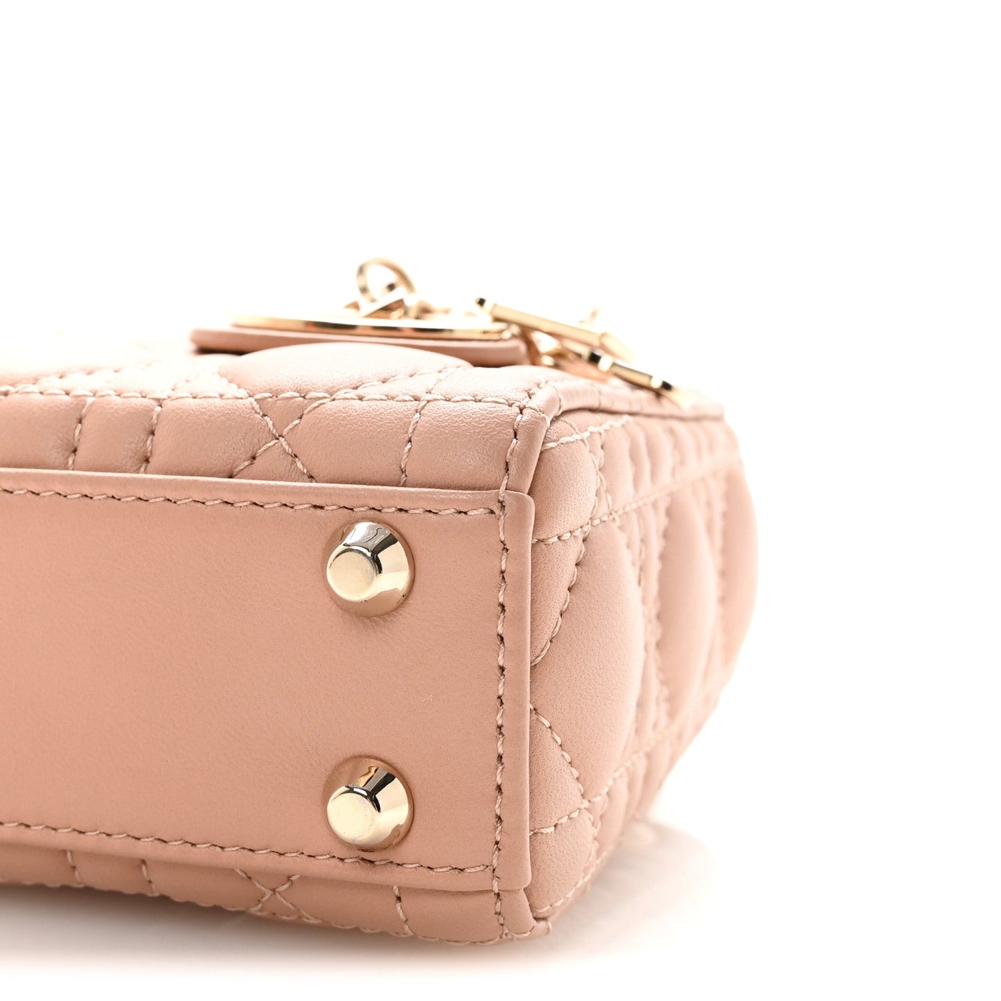 Lambskin Cannage Micro Lady Dior Rose Des Vents