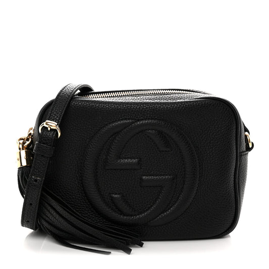 Pebbled Calfskin Soho Disco Bag Black