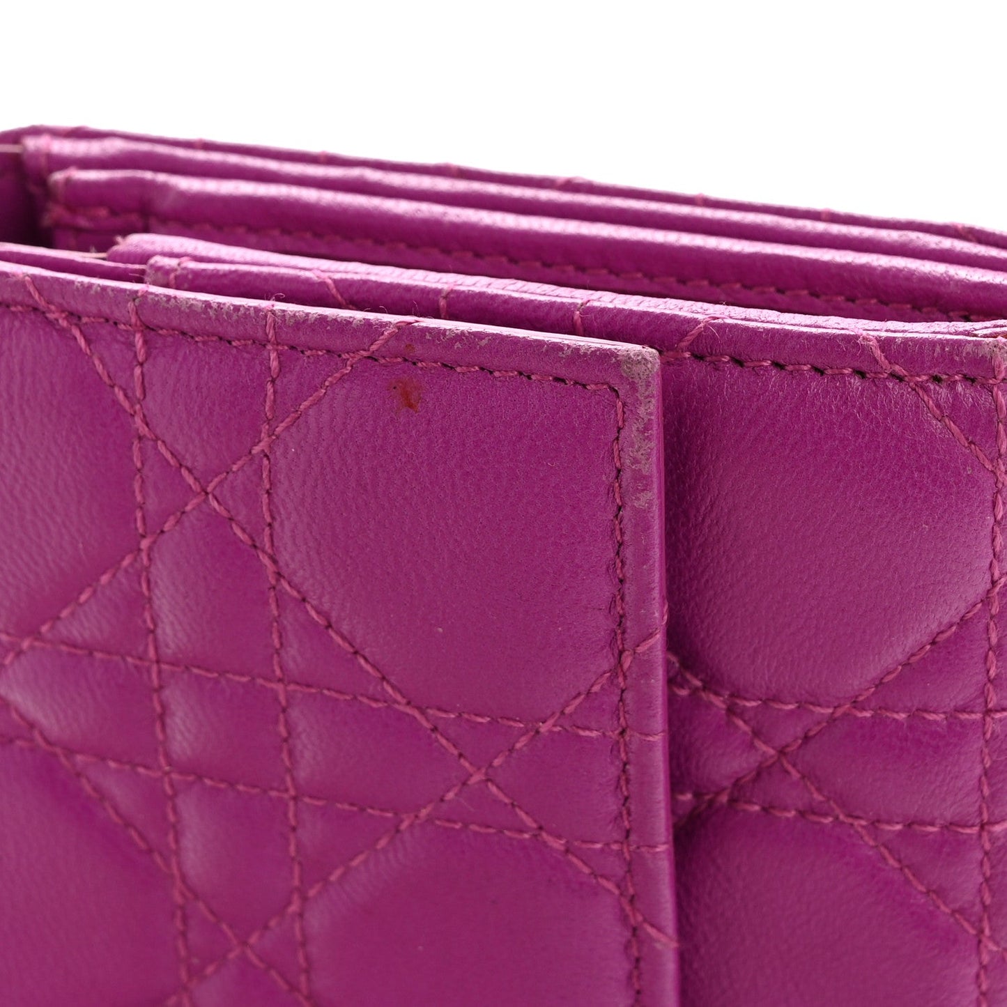 Lambskin Cannage Miss Dior Chain Wallet Dark Pink