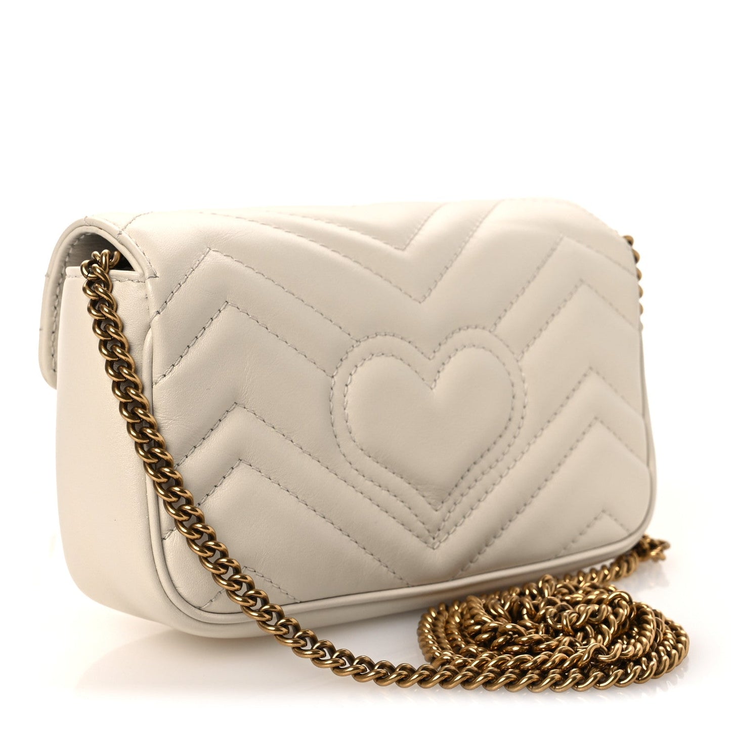 Calfskin Matelasse Super Mini GG Marmont Shoulder Bag White