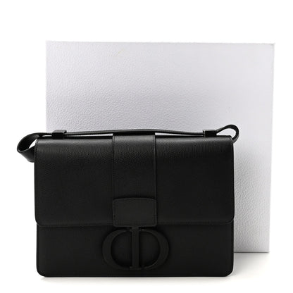 Ultra Matte Grained Calfskin 30 Montaigne Flap Bag Black