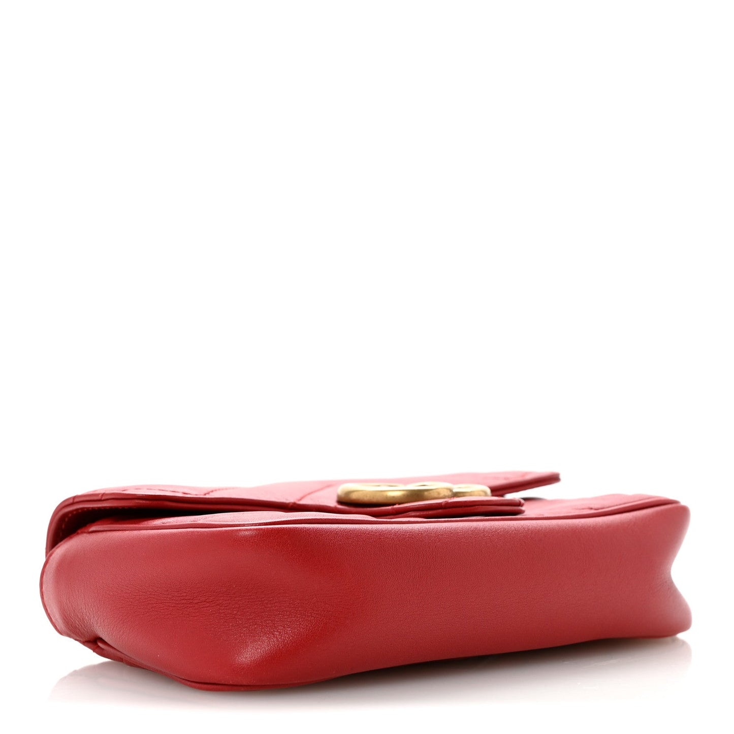 Calfskin Matelasse Super Mini GG Marmont Shoulder Bag Hibiscus Red