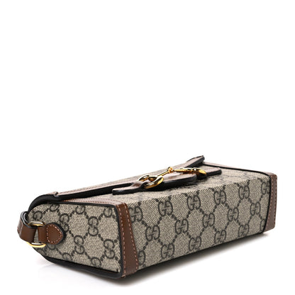 GG Supreme Monogram Mini Horsebit 1955 Shoulder Bag Beige Brown Sugar