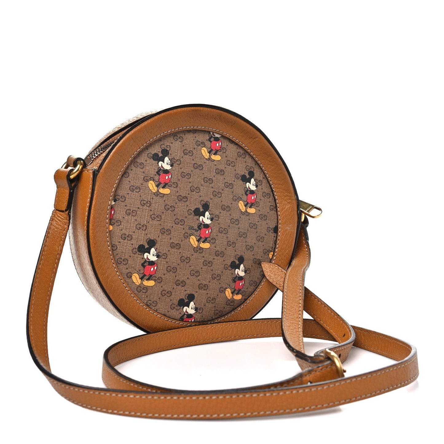 X DISNEY Mini Vintage GG Supreme Monogram Mickey Mouse Round Shoulder Bag Beige Vintage Sun Oil