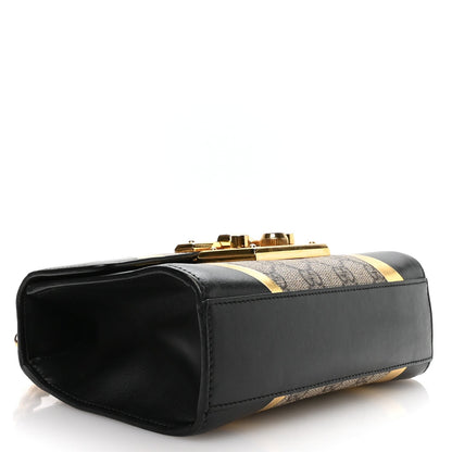 Calfskin GG Supreme Monogram Small Padlock Shoulder Bag Black Gold