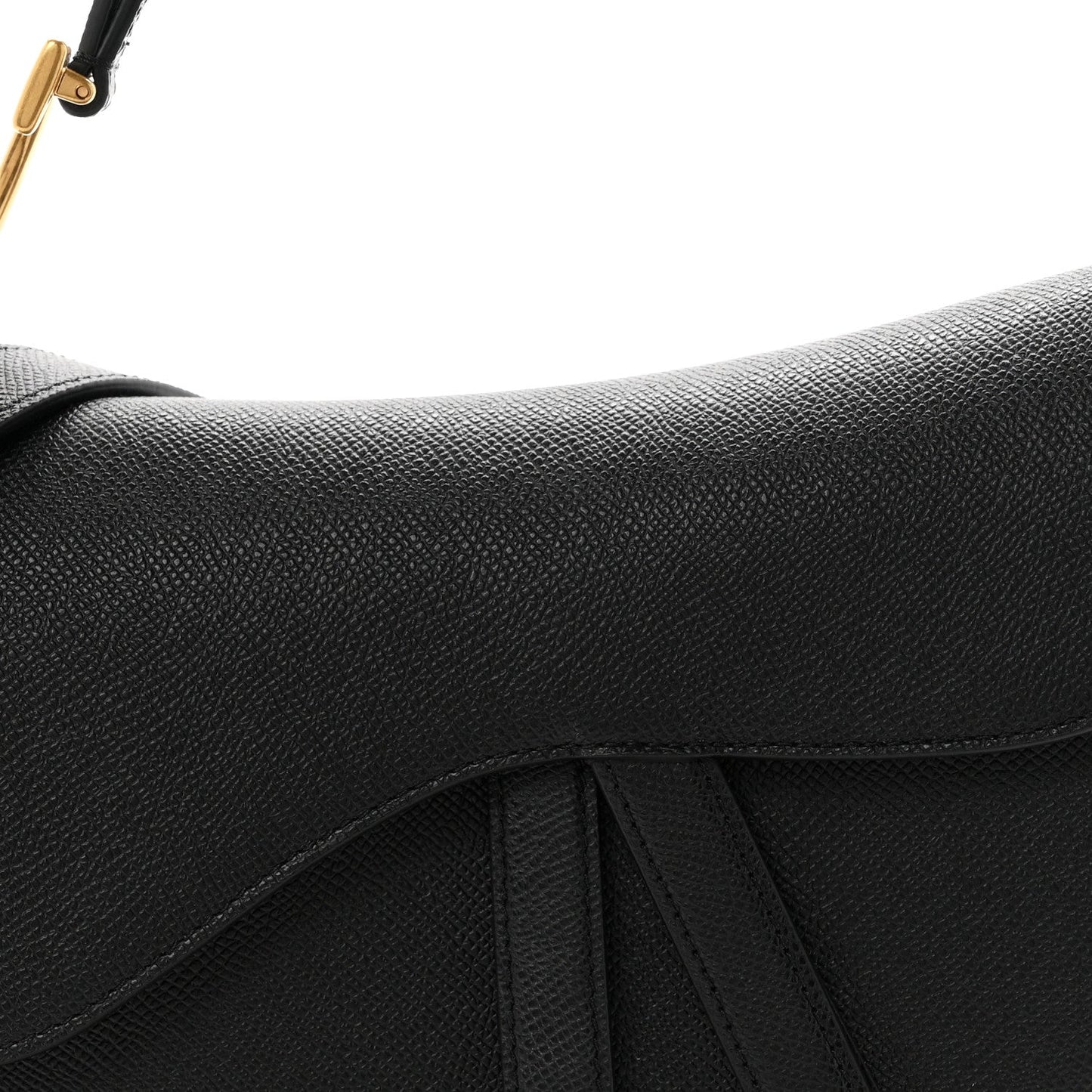Grained Calfskin Saddle Bag With Strap Black
