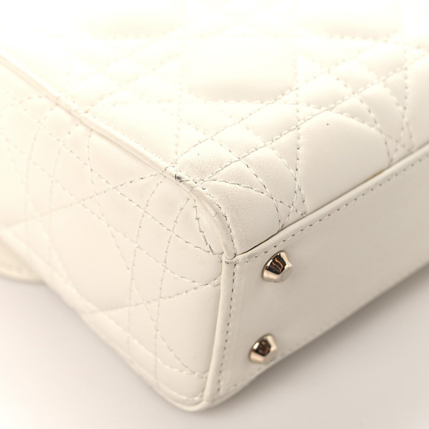 Lambskin Cannage Mini Lady Dior White