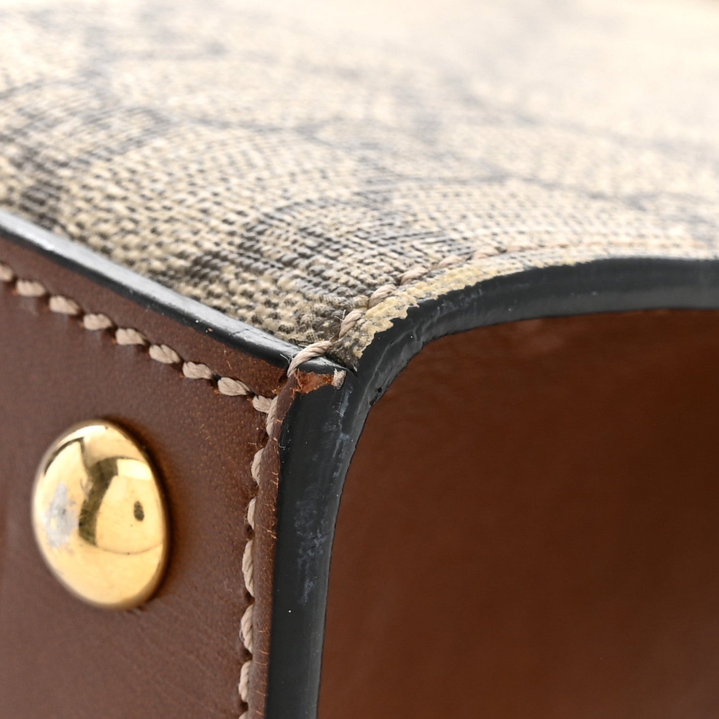 GG Supreme Monogram Calfskin Medium Padlock Top Handle Bag Beige Black Cuir