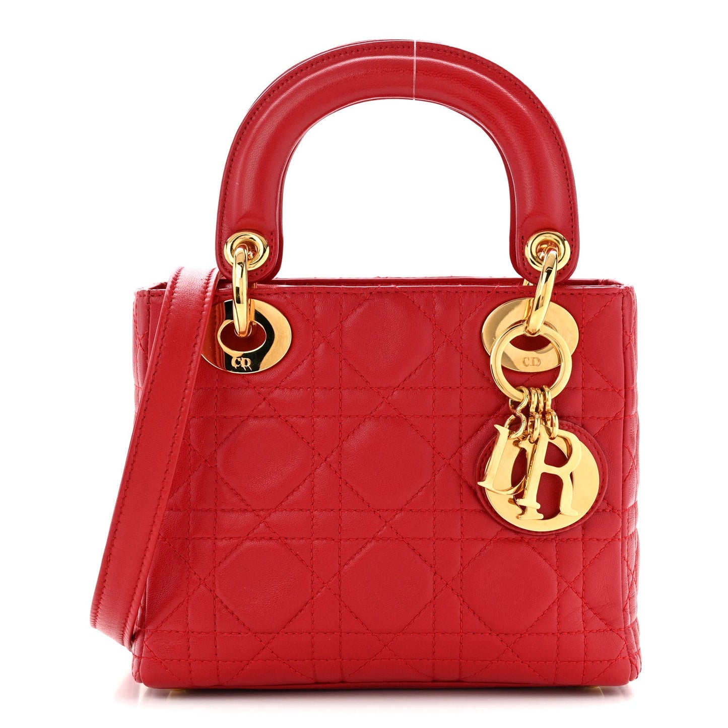 Lambskin Cannage Mini Lady Dior Red