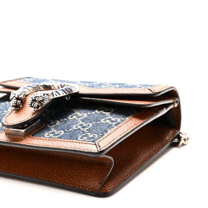 New Denim GG Monogram Dollar Calfskin Enamel Mini Dionysus Shoulder Bag Blue Tea Cuir Epilog Electric Blue