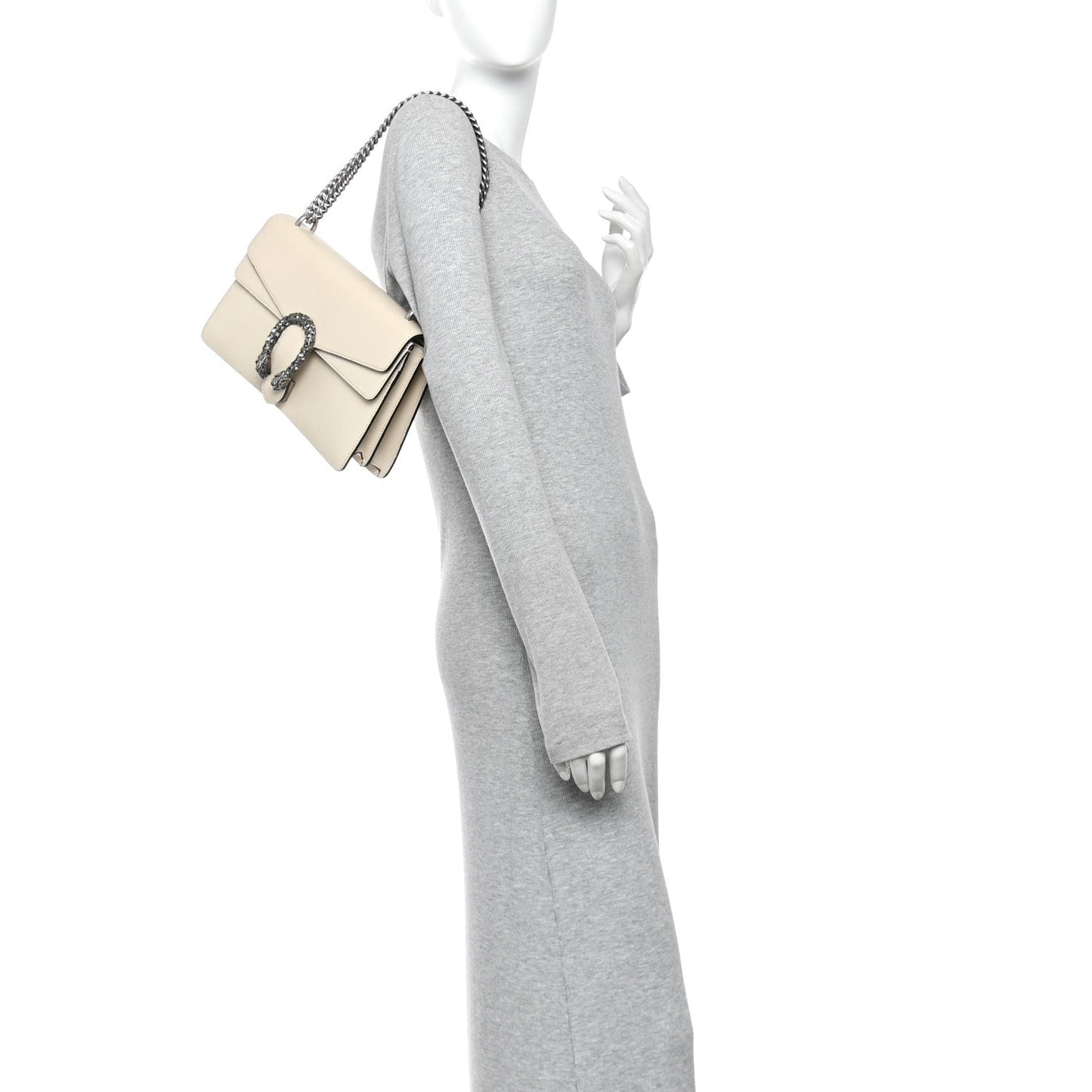 Textured Calfskin Crystal Small Dionysus Shoulder Bag Mystic White