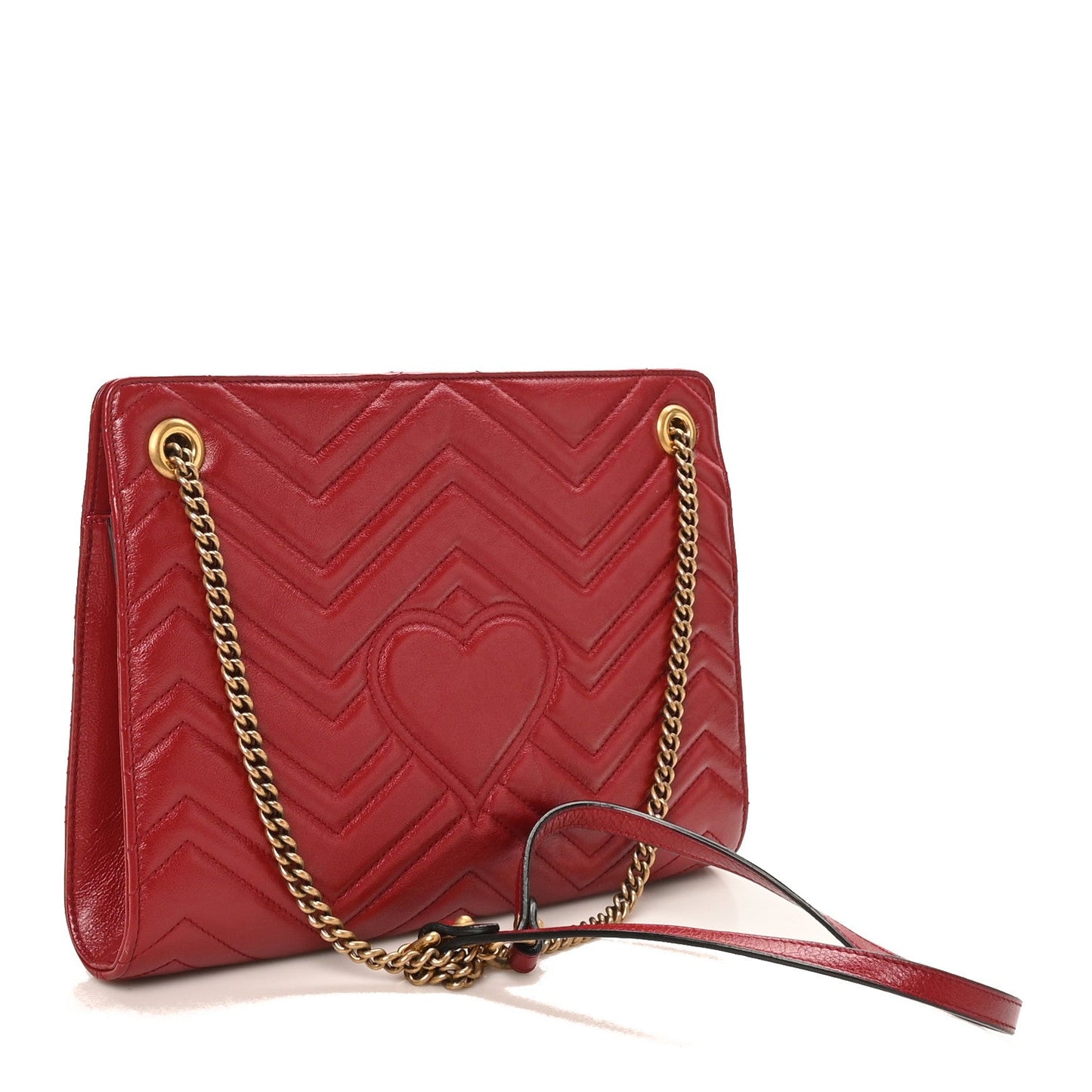 Azalea Calfskin Matelasse Heart Medium GG Marmont Slim Shoulder Bag Romantic Cerise
