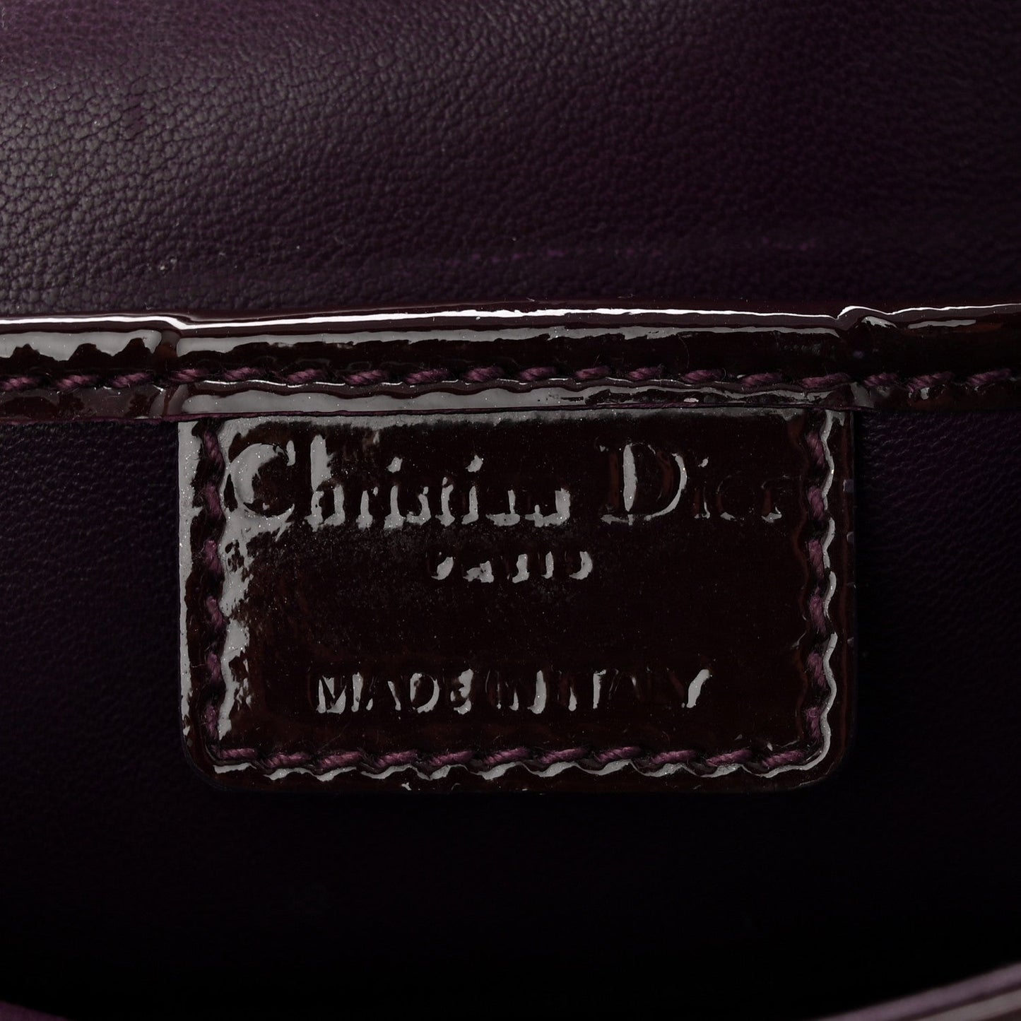Patent Cannage Lady Dior Chain Wallet Purple