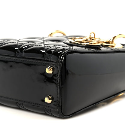 Patent Cannage Mini Lady Dior Black