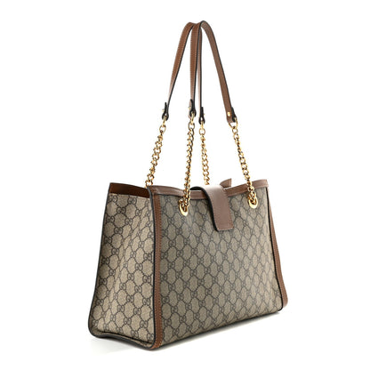 GG Supreme Monogram Medium Padlock Tote Beige Cuir