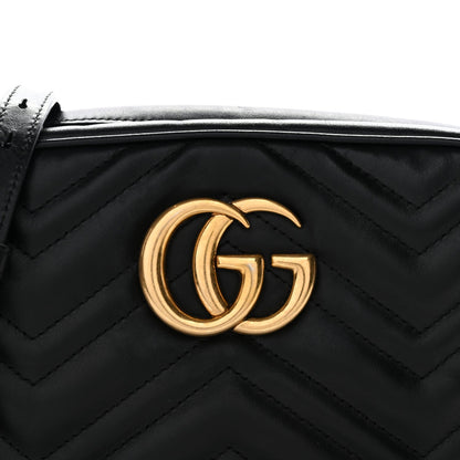Calfskin Matelasse Small GG Marmont Chain Shoulder Bag Black