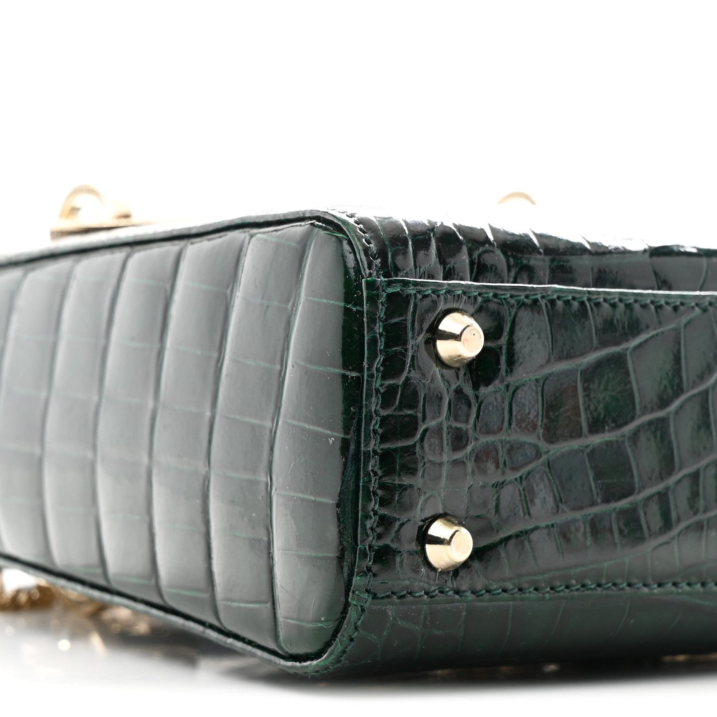 Alligator Crystal Mini Lady Dior Dark Green