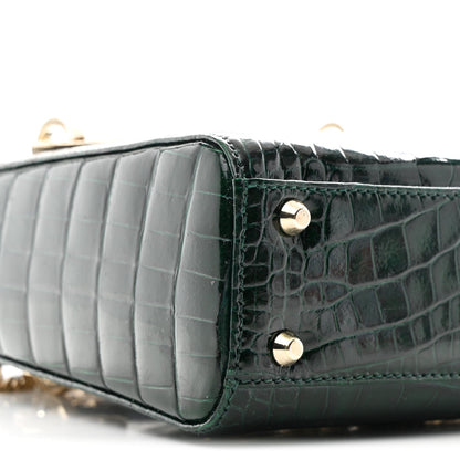 Alligator Crystal Mini Lady Dior Dark Green