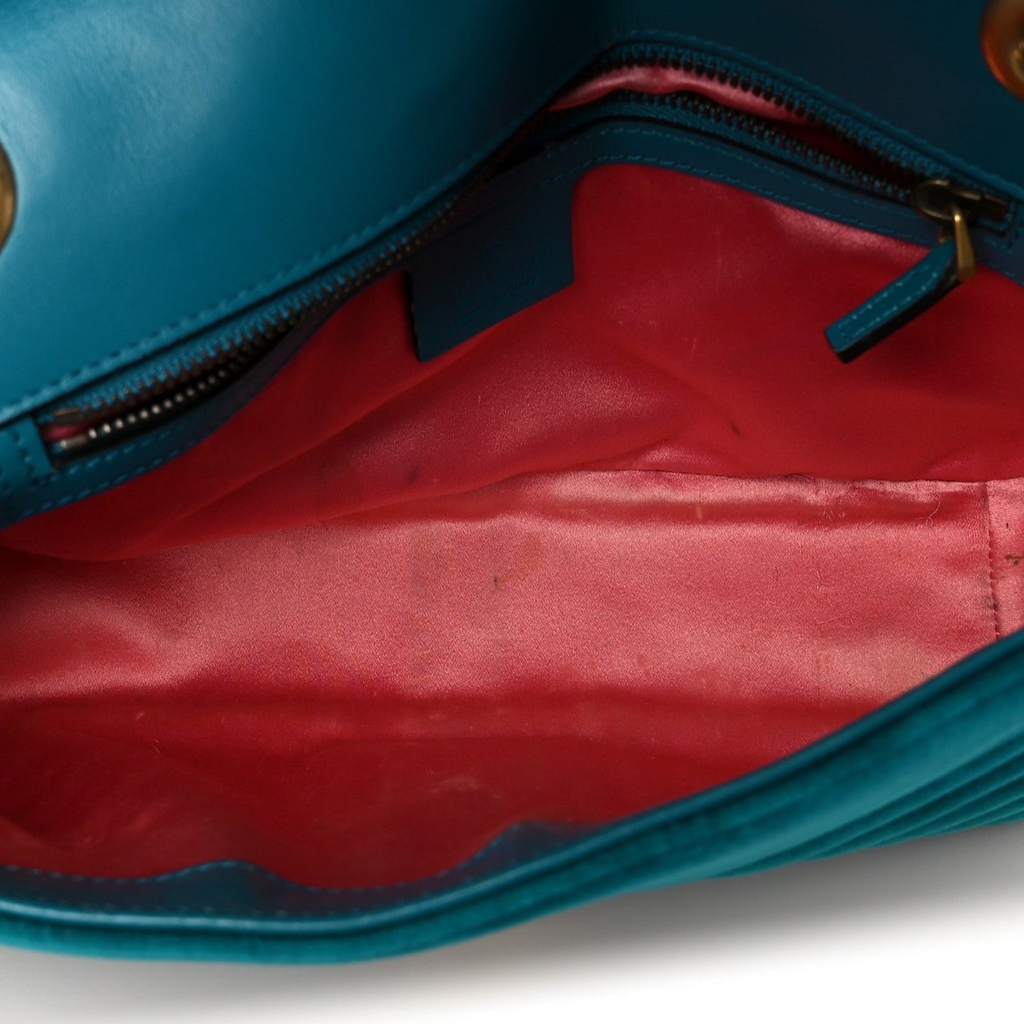 Velvet Matelasse Small GG Marmont Shoulder Bag Pavone Cyan