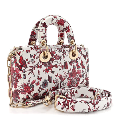 Calfskin Bead Embroidered Ramage Butterfly Lady D-Joy White