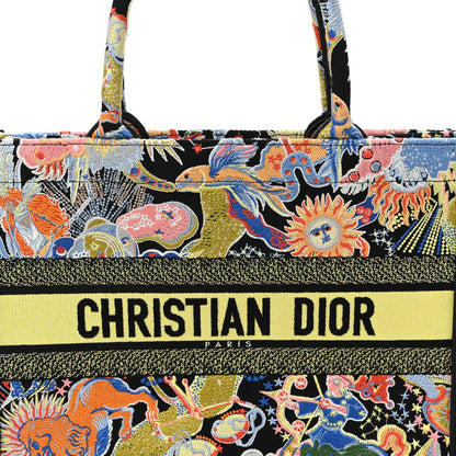Canvas Zodiac Fantastico Embroidered Medium Book Tote Black Multicolor