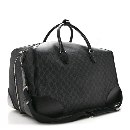 GG Supreme Monogram Azalea Calfskin Retro Interlocking G Large Duffle Bag Black Grey