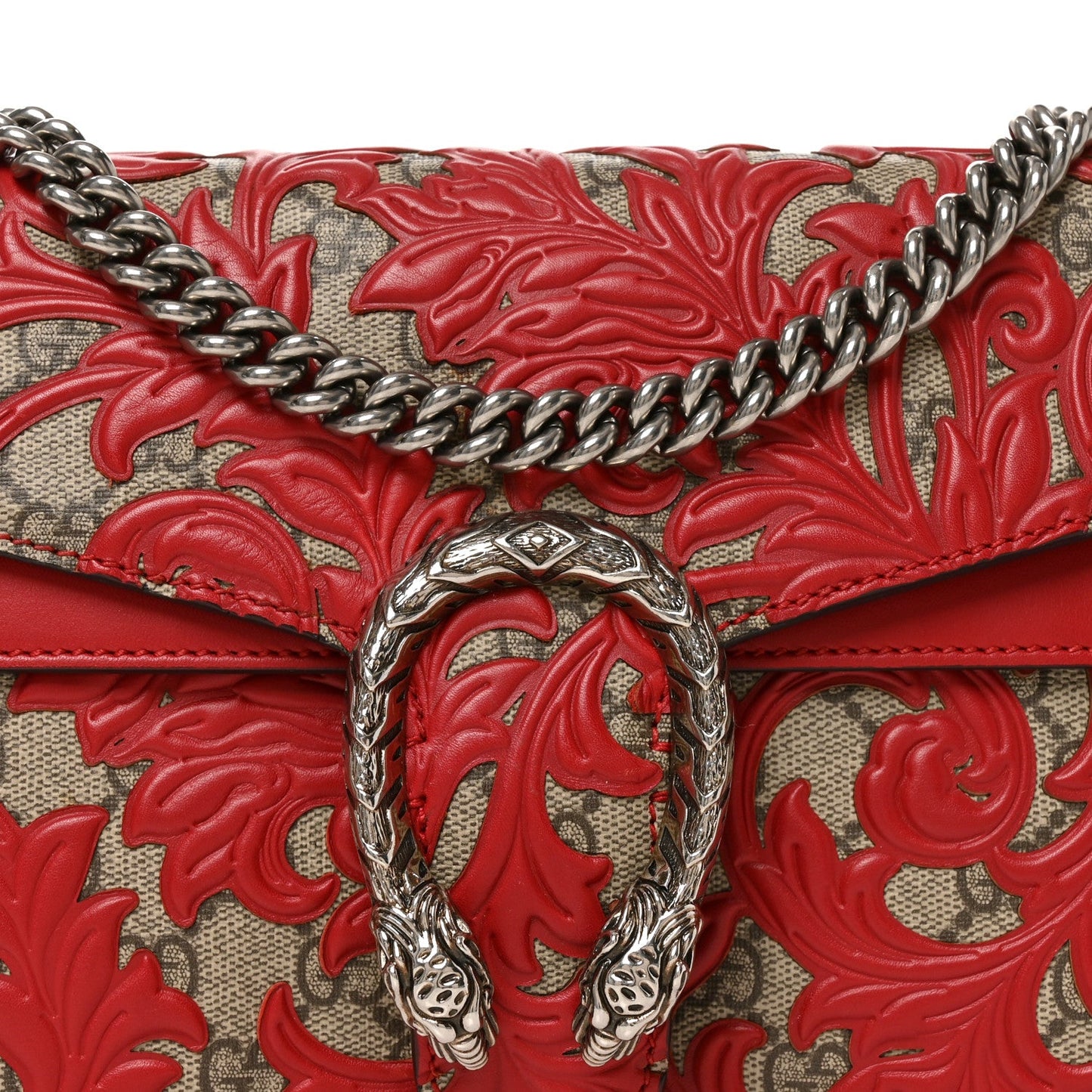 GG Supreme Monogram Arabesque Dionysus Shoulder Bag Hibiscus Red