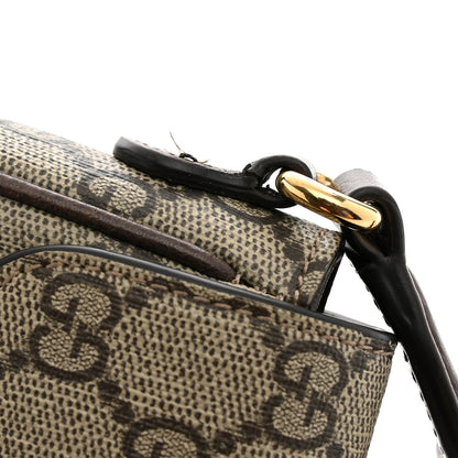 GG Supreme Monogram Textured Dollar Calfskin Web Mini Ophidia Envelope Shoulder Bag Beige Ebony