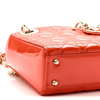Patent Cannage Mini Lady Dior Orange