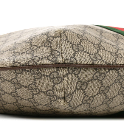 GG Supreme Monogram Web Ophidia Half Moon Hobo Brown