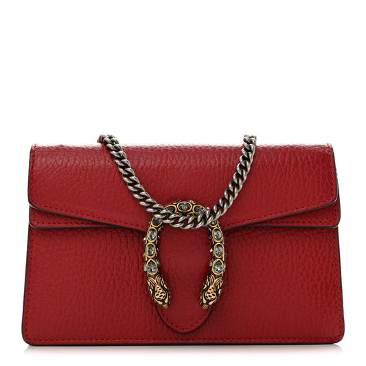 Calfskin Swarovski Crystal Super Mini Dionysus Shoulder Bag Hibiscus Red