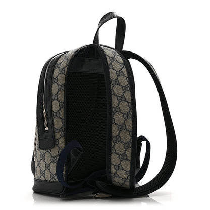 GG Supreme Monogram Textured Dollar Calfskin Web Small Ophidia Day Backpack Beige Blue Black