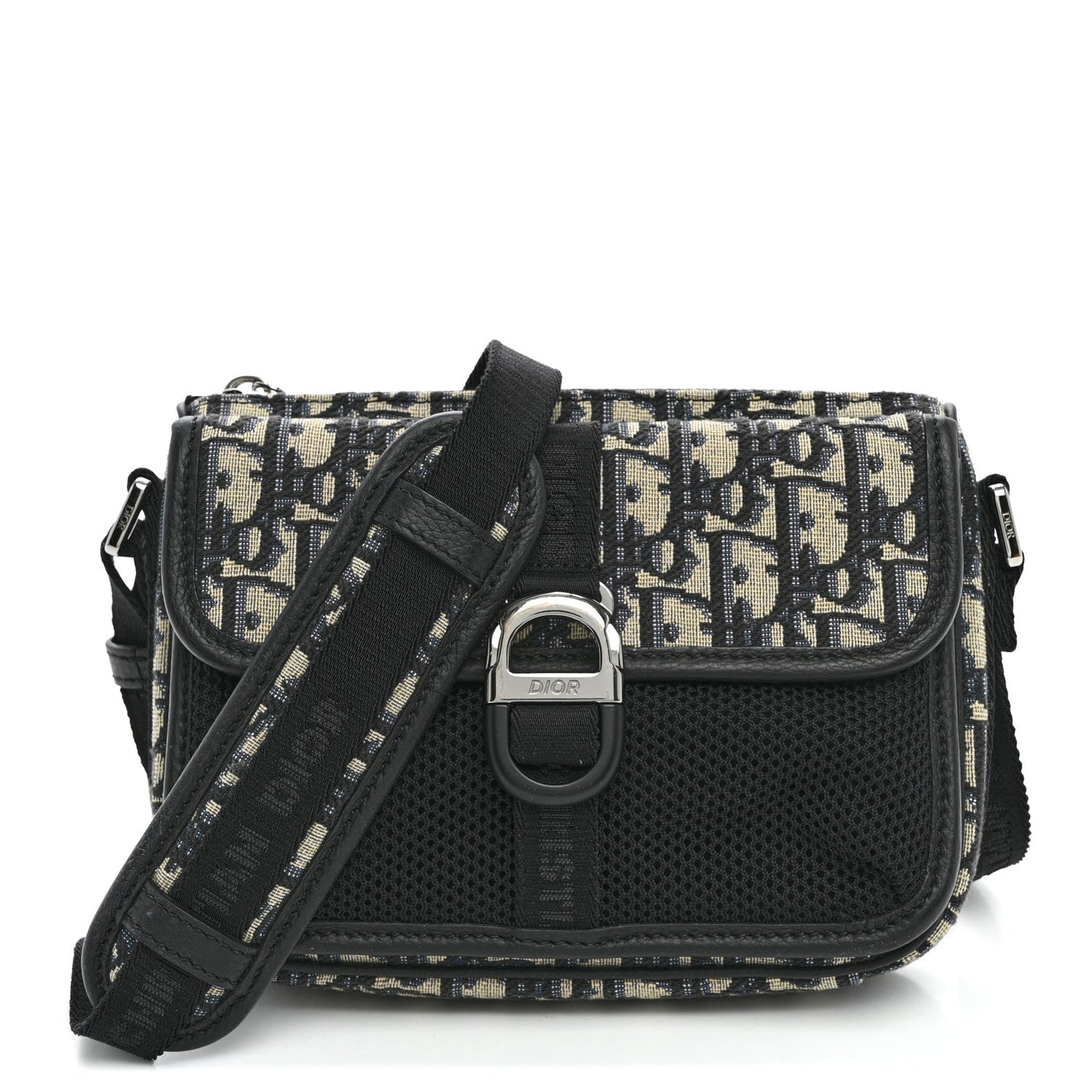 Oblique Jacquard Dior 8 Pouch With Strap Blue Black